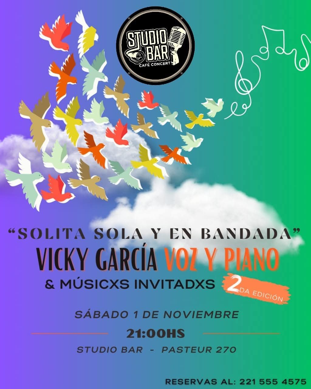 sábado 1 de noviembre – Studio Bar – Vicky García Sola Solita y en bandada