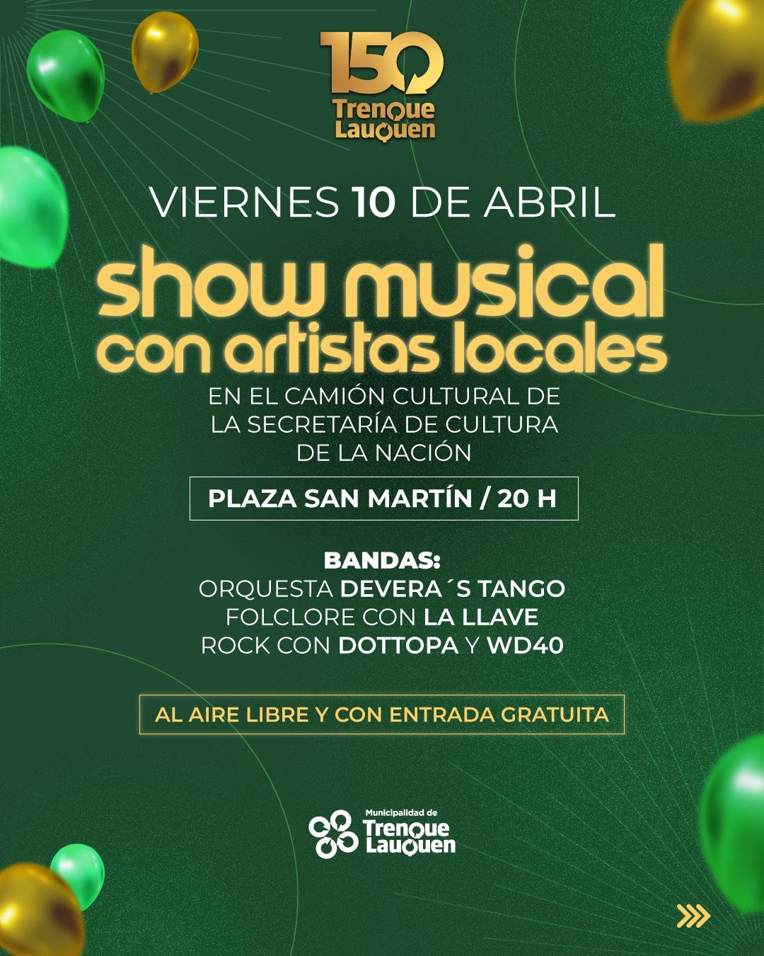 10 de abril – show artistas locales